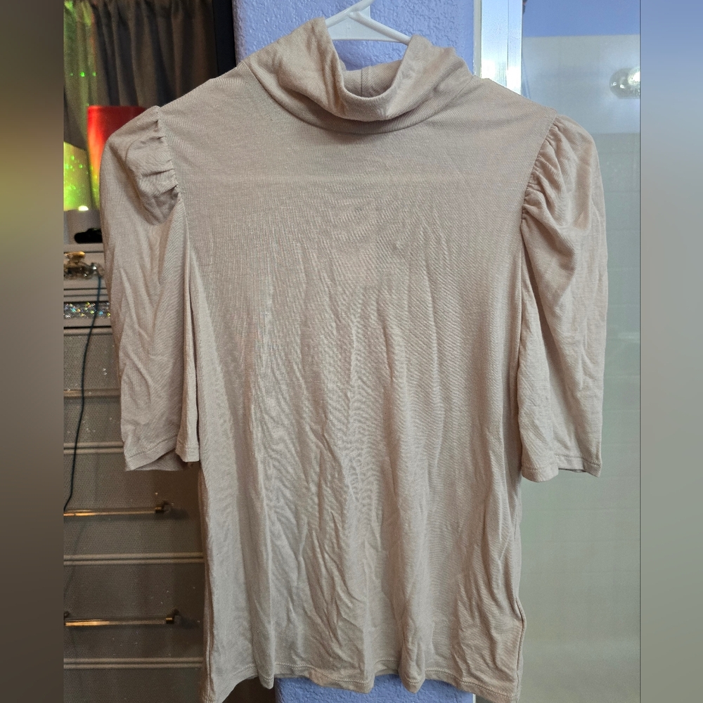 Express Beige Turtleneck Top